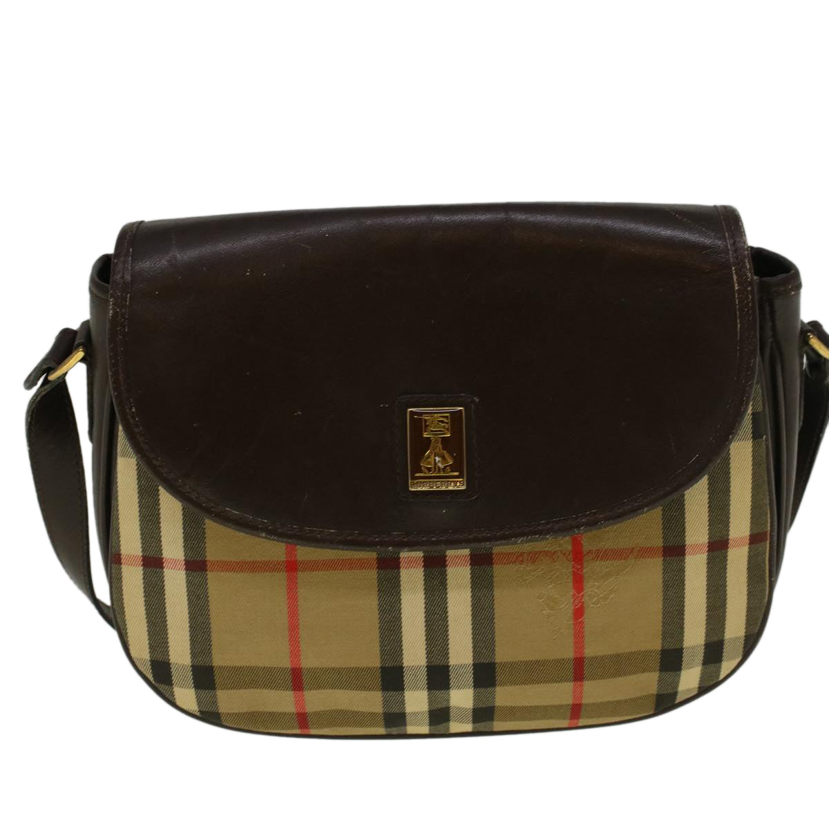 BURBERRY Nova Check Shoulder Bag Canvas Beige Auth yk9294