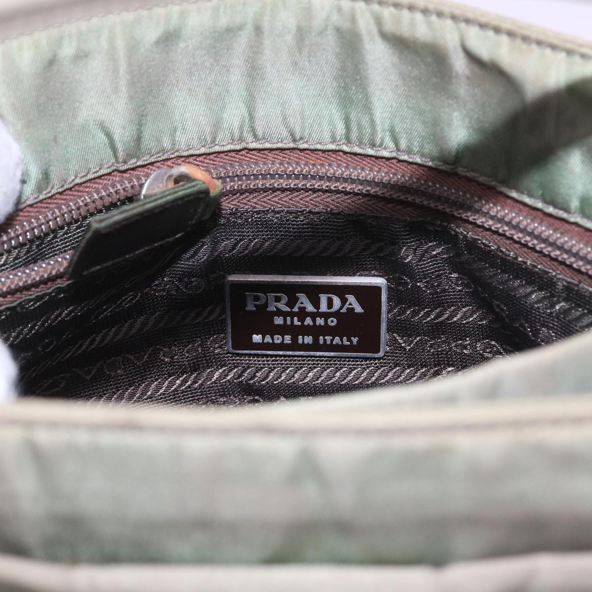 PRADA Shoulder Bag Nylon Khaki Auth yk9299