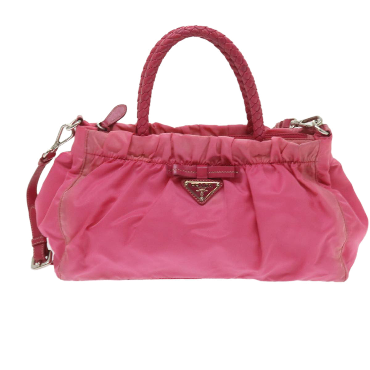 PRADA Hand Bag Nylon 2way Pink Auth yk9305