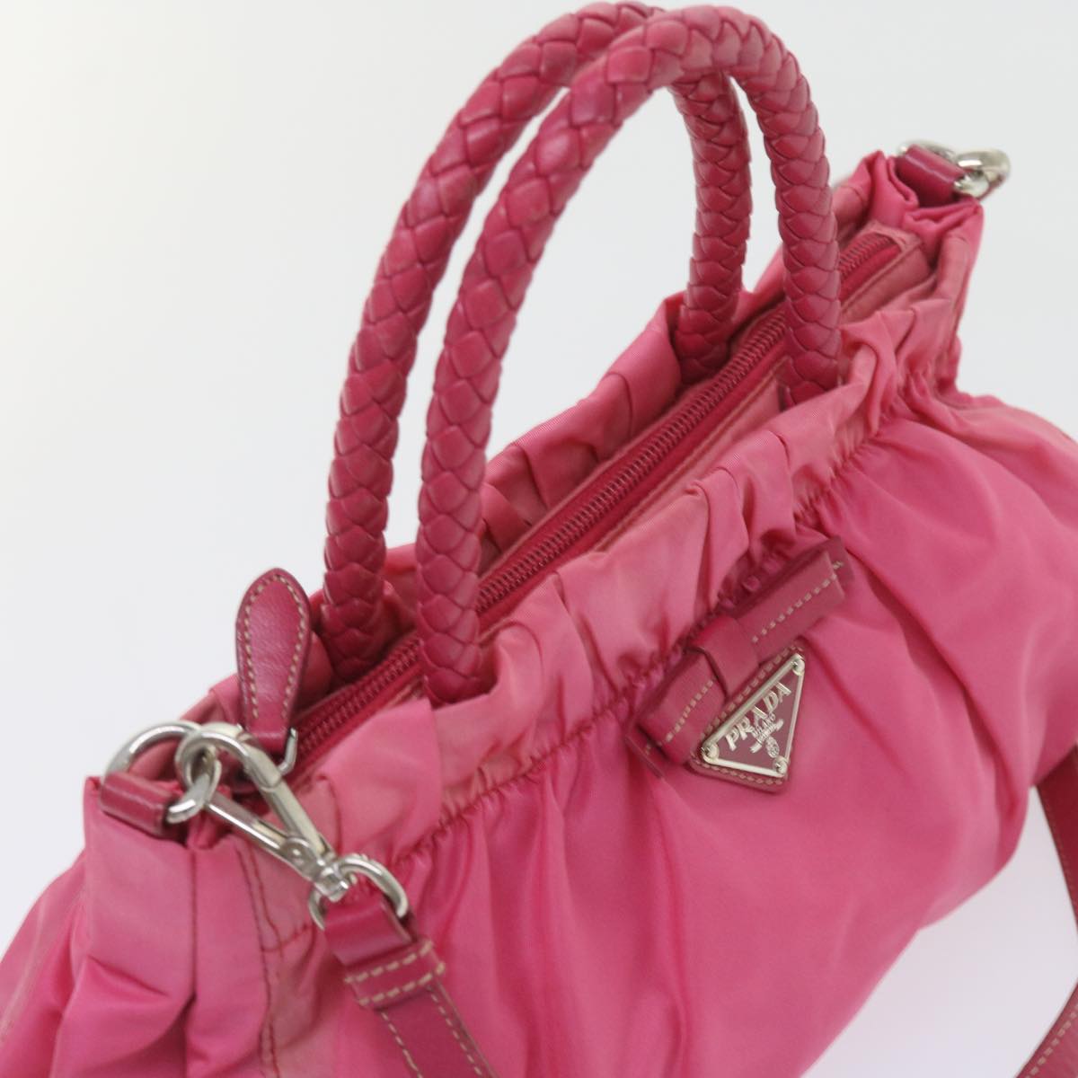 PRADA Hand Bag Nylon 2way Pink Auth yk9305