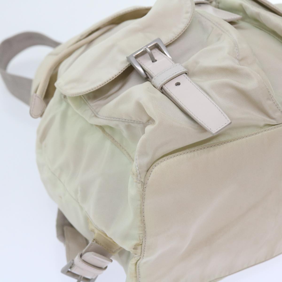 PRADA Backpack Nylon Beige Auth yk9306