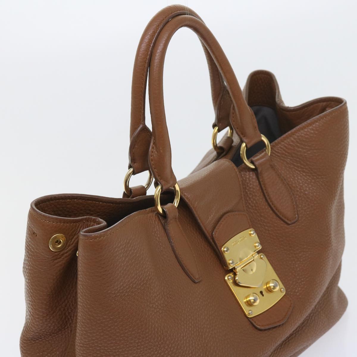 Miu Miu Hand Bag Leather Brown Auth yk9307
