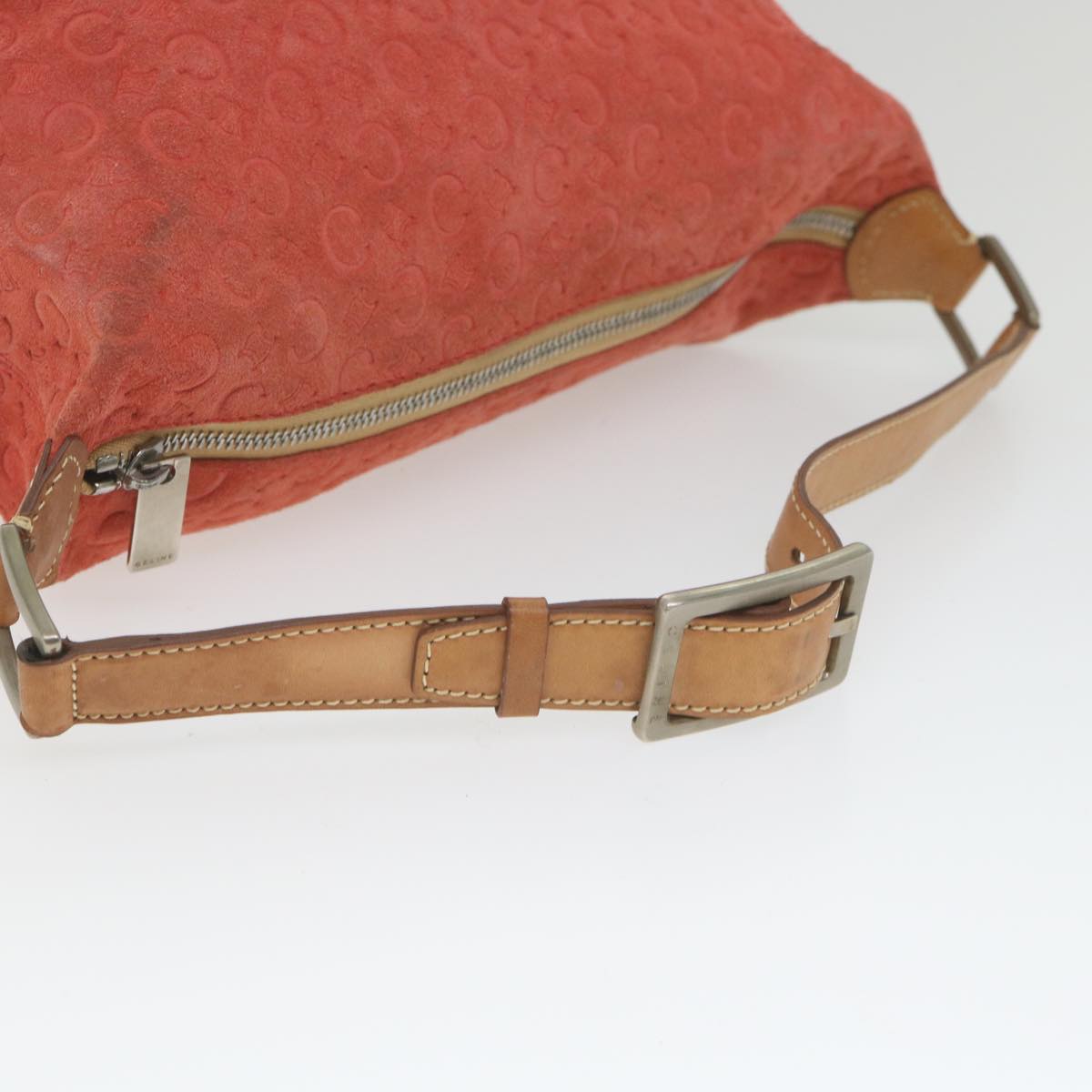 CELINE C Macadam Canvas Shoulder Bag Red Auth yk9316