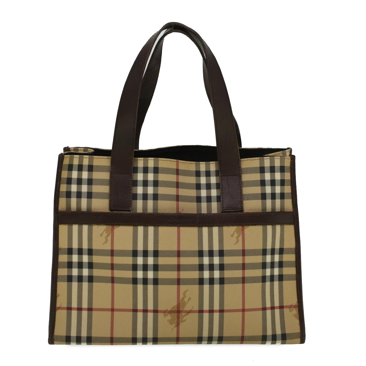 BURBERRY Nova Check Tote Bag PVC Leather Beige Auth yk9341