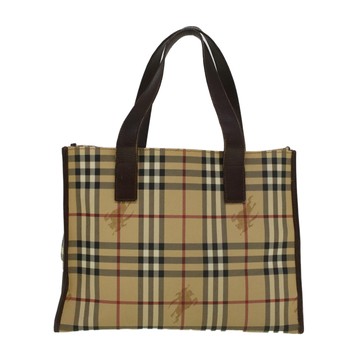 BURBERRY Nova Check Tote Bag PVC Leather Beige Auth yk9341 - 0