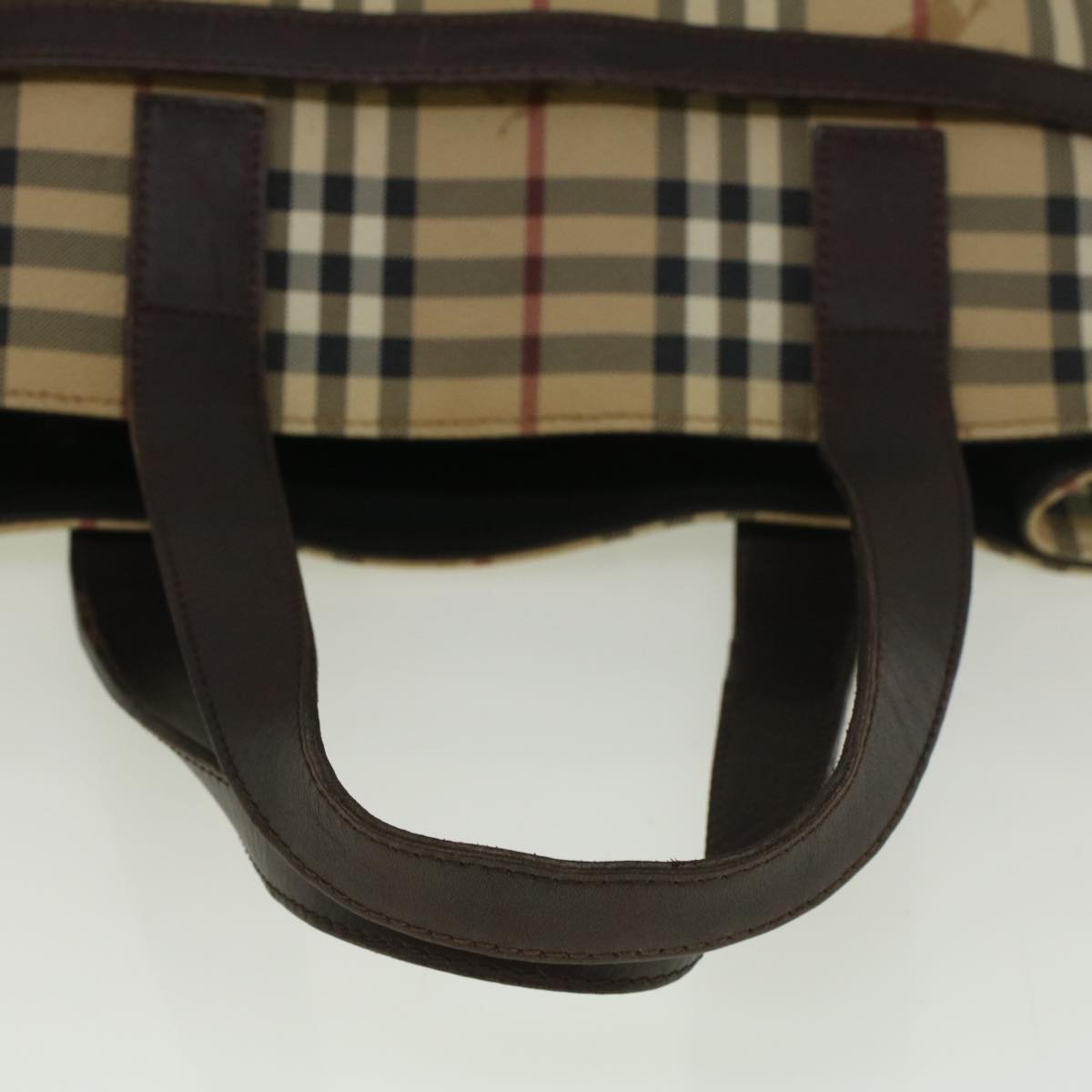 BURBERRY Nova Check Tote Bag PVC Leather Beige Auth yk9341