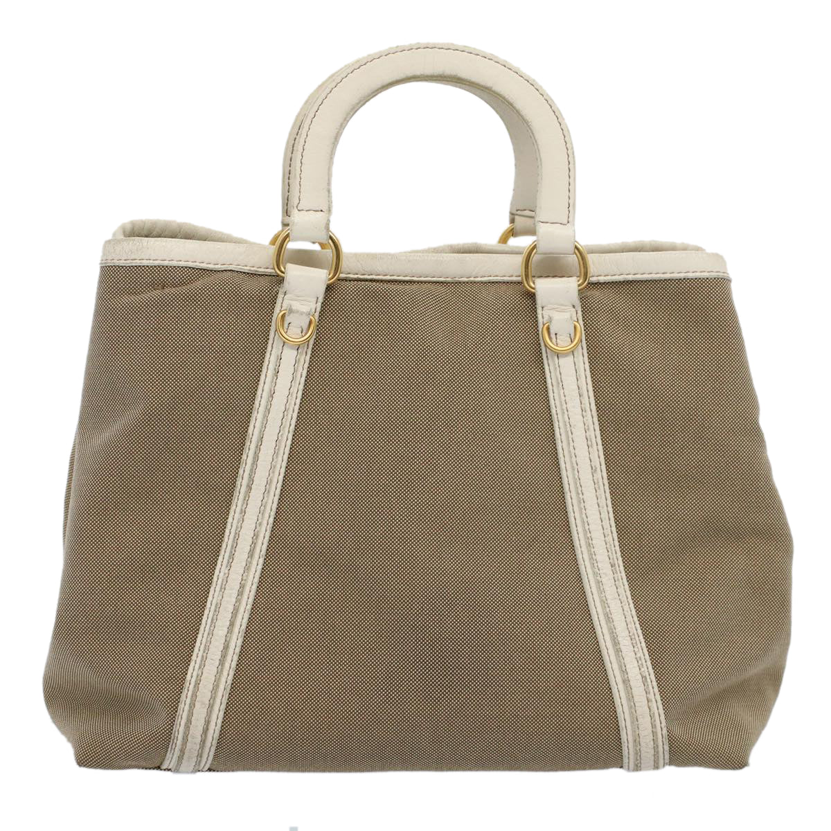 PRADA Hand Bag Canvas Beige Auth yk9362 - 0