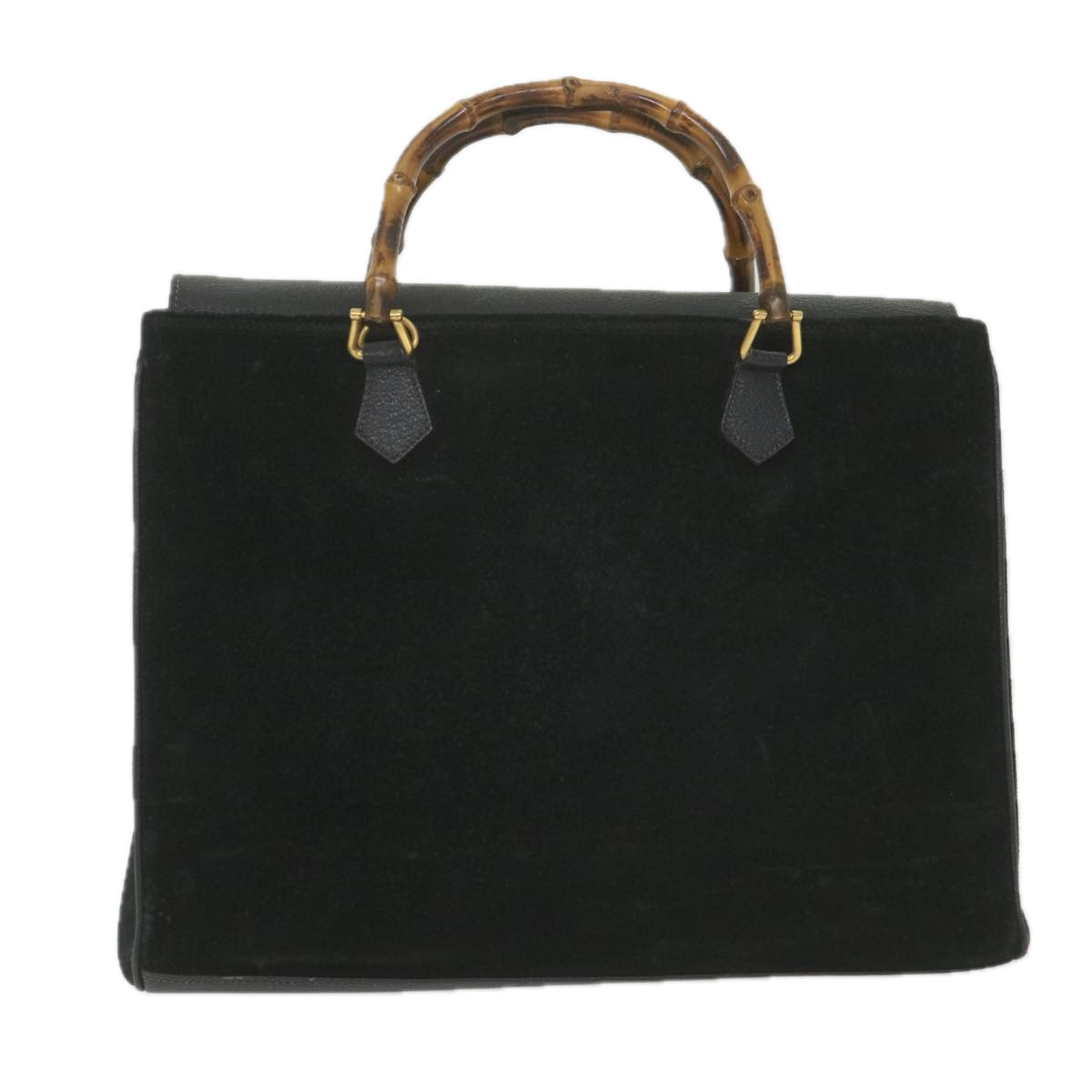 GUCCI Bamboo Hand Bag Suede Black 002 123 0322 Auth yk9370 - 0