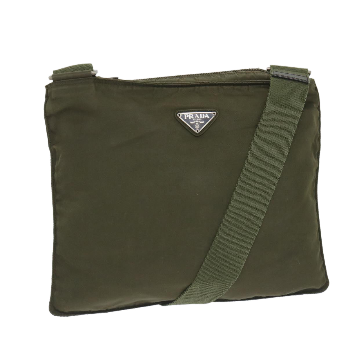PRADA Shoulder Bag Nylon Khaki Auth yk9379