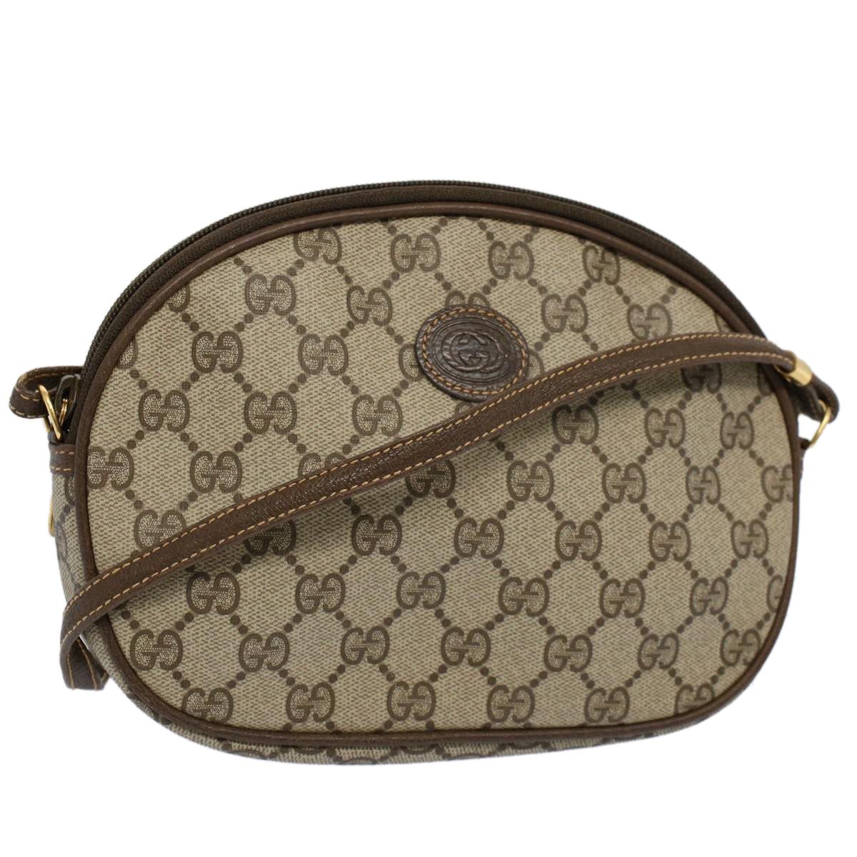 GUCCI GG Supreme Shoulder Bag PVC Leather Beige Auth yk9383