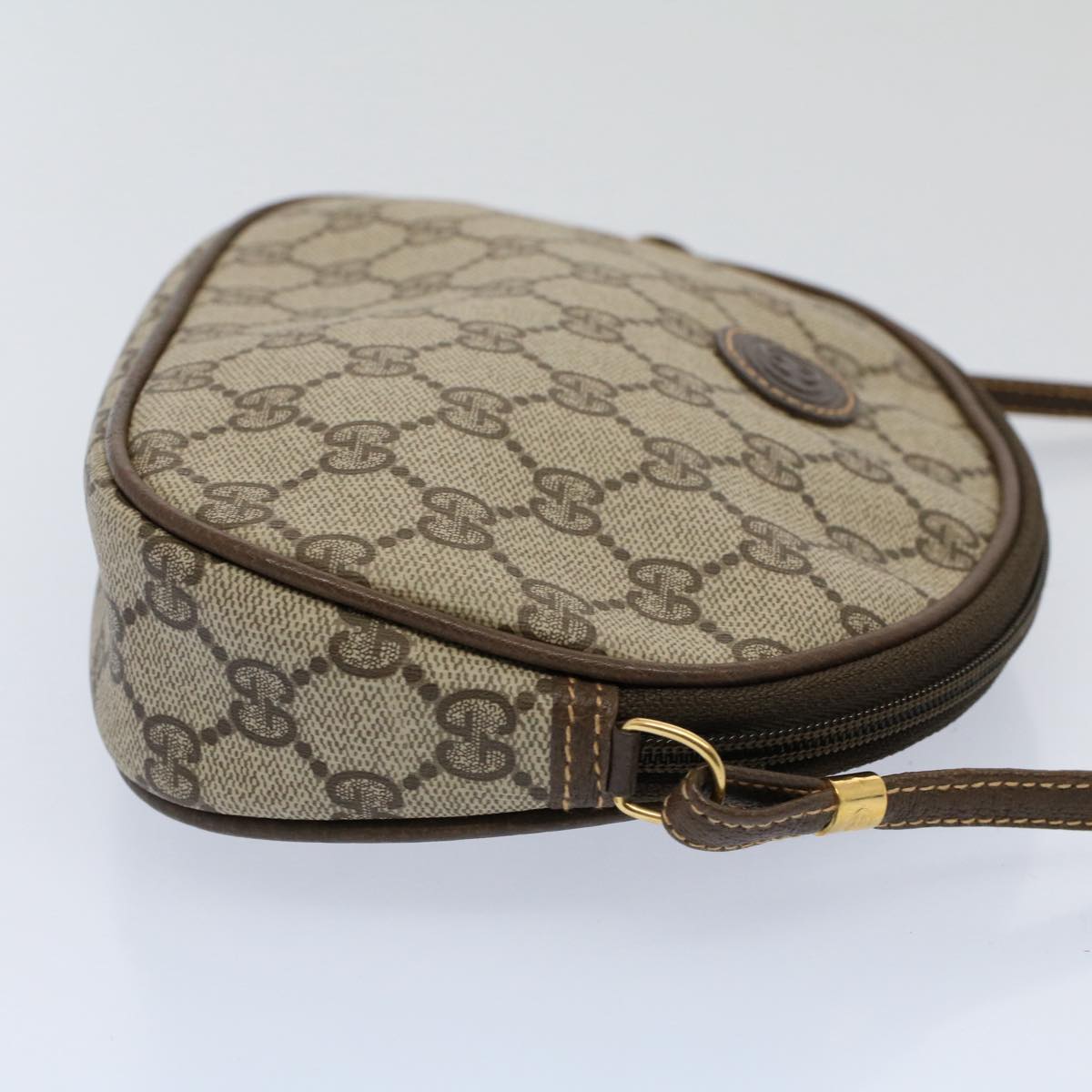 GUCCI GG Supreme Shoulder Bag PVC Leather Beige Auth yk9383