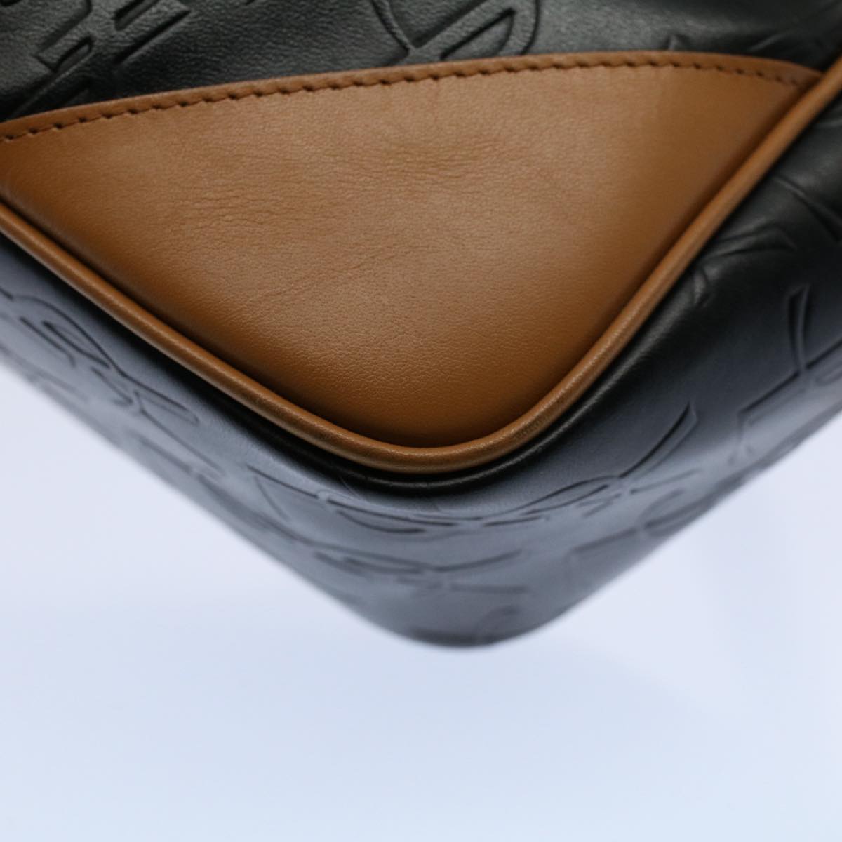 SAINT LAURENT Cassandra Hand Bag PVC Leather Black Auth yk9390