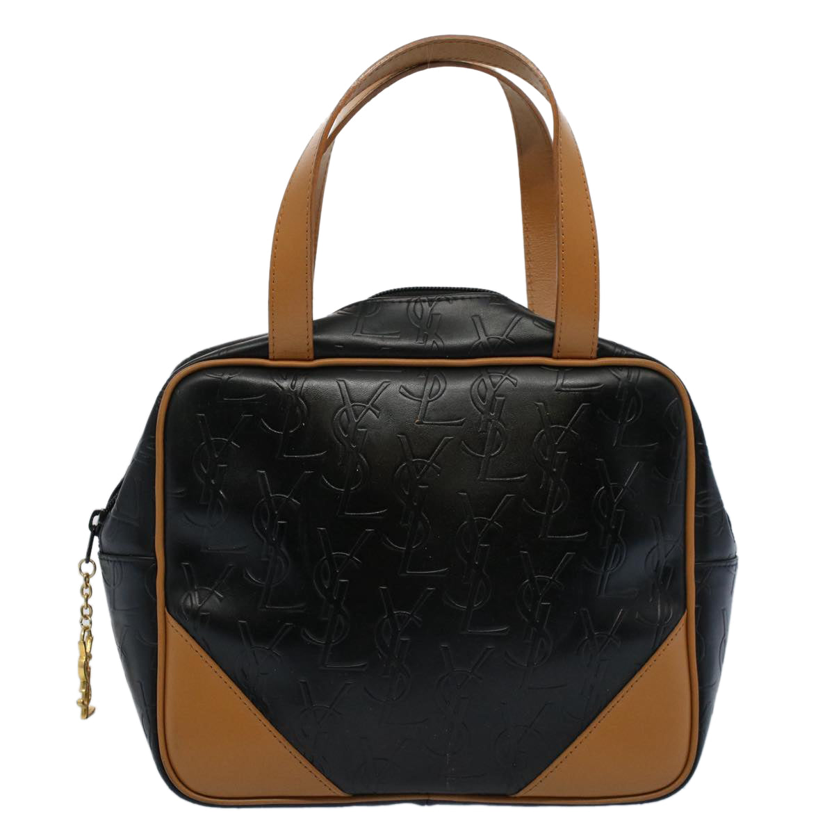 SAINT LAURENT Cassandra Hand Bag PVC Leather Black Auth yk9390