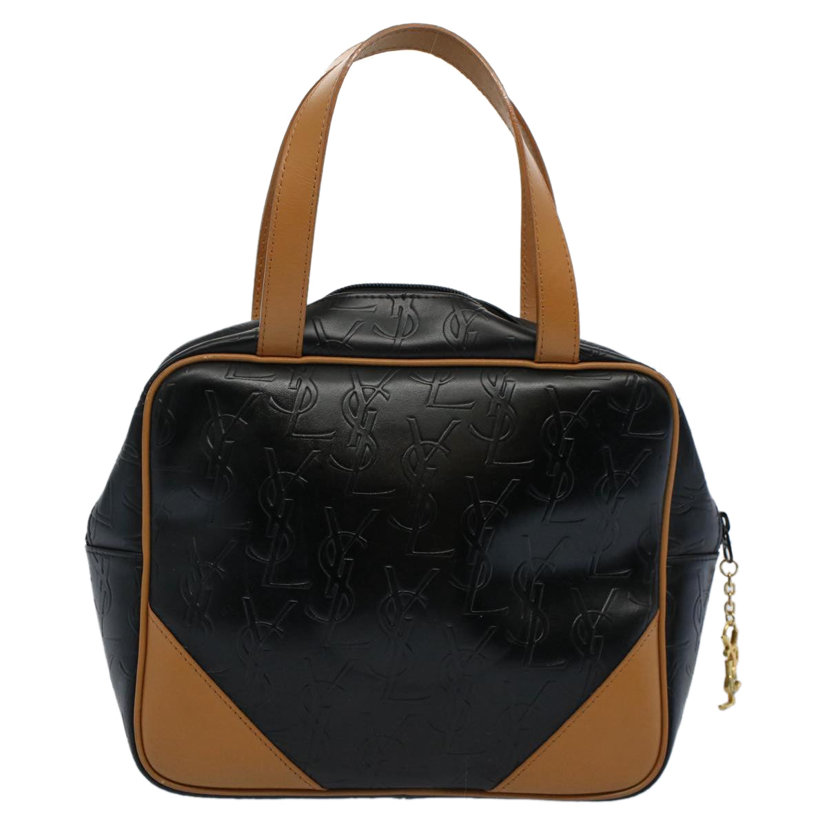 SAINT LAURENT Cassandra Hand Bag PVC Leather Black Auth yk9390 - 0