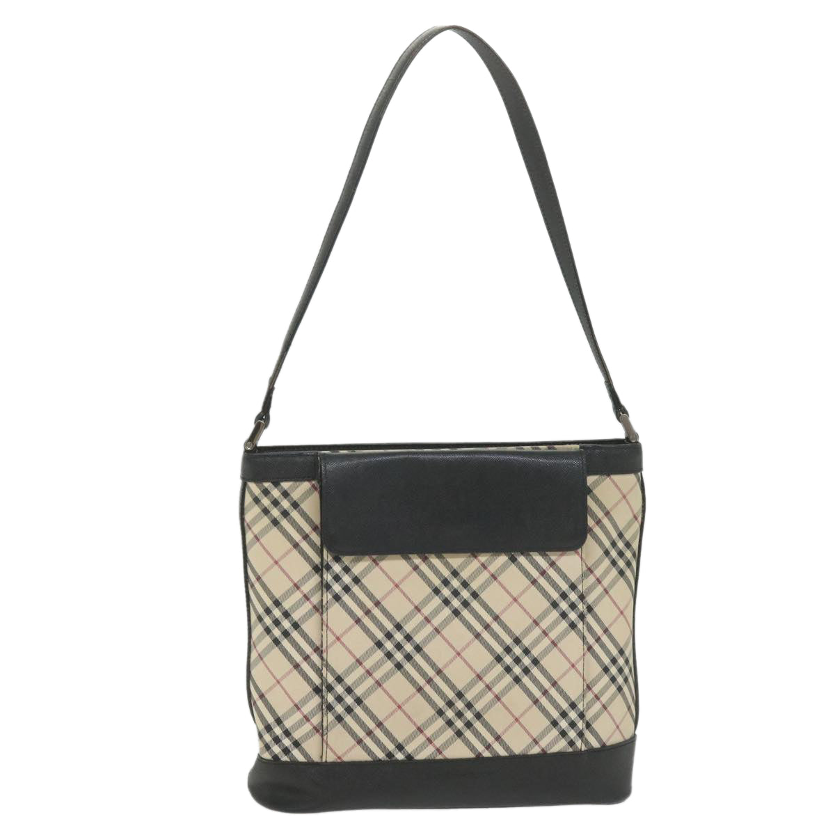 BURBERRY Nova Check Shoulder Bag Nylon Canvas Beige Auth yk9422