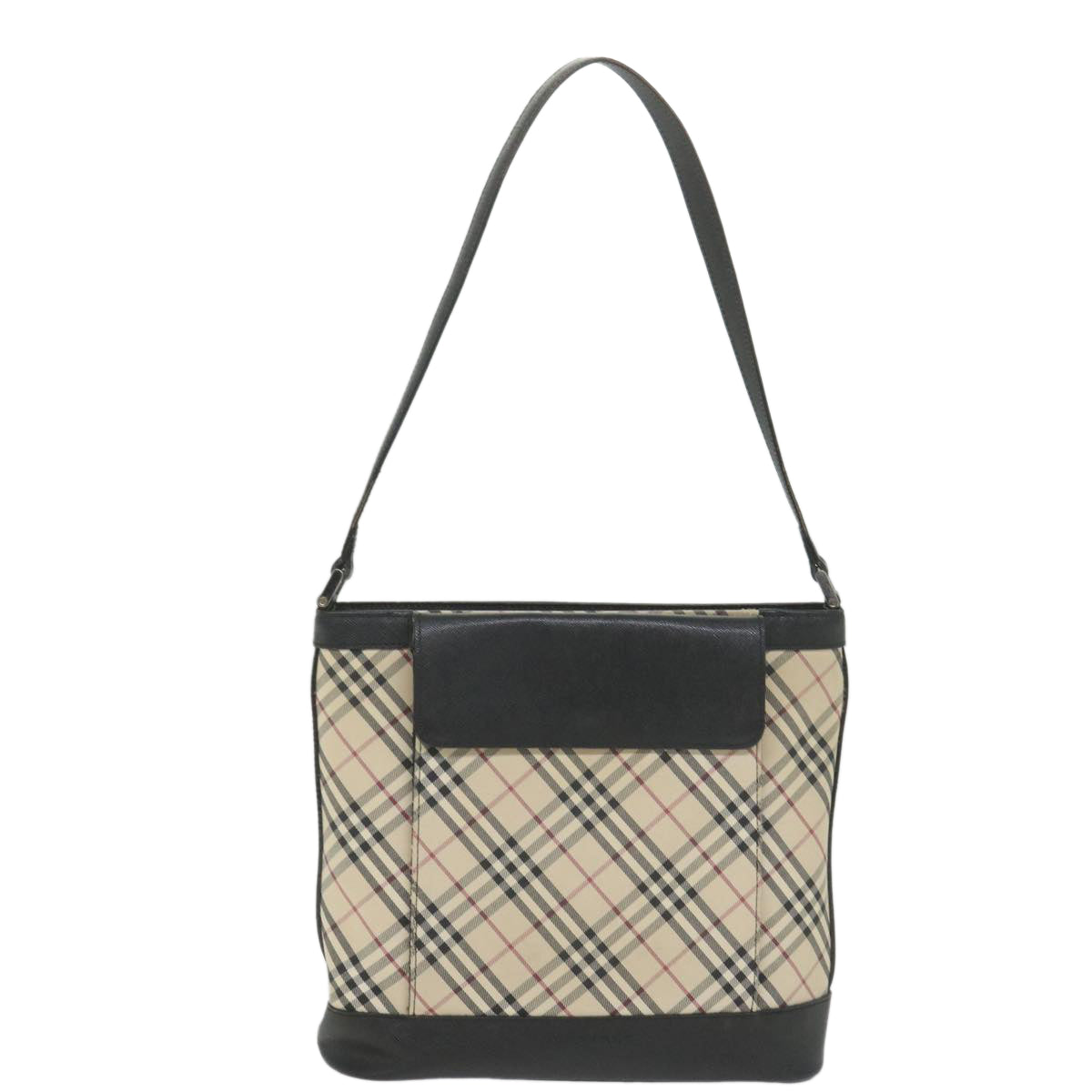 BURBERRY Nova Check Shoulder Bag Nylon Canvas Beige Auth yk9422