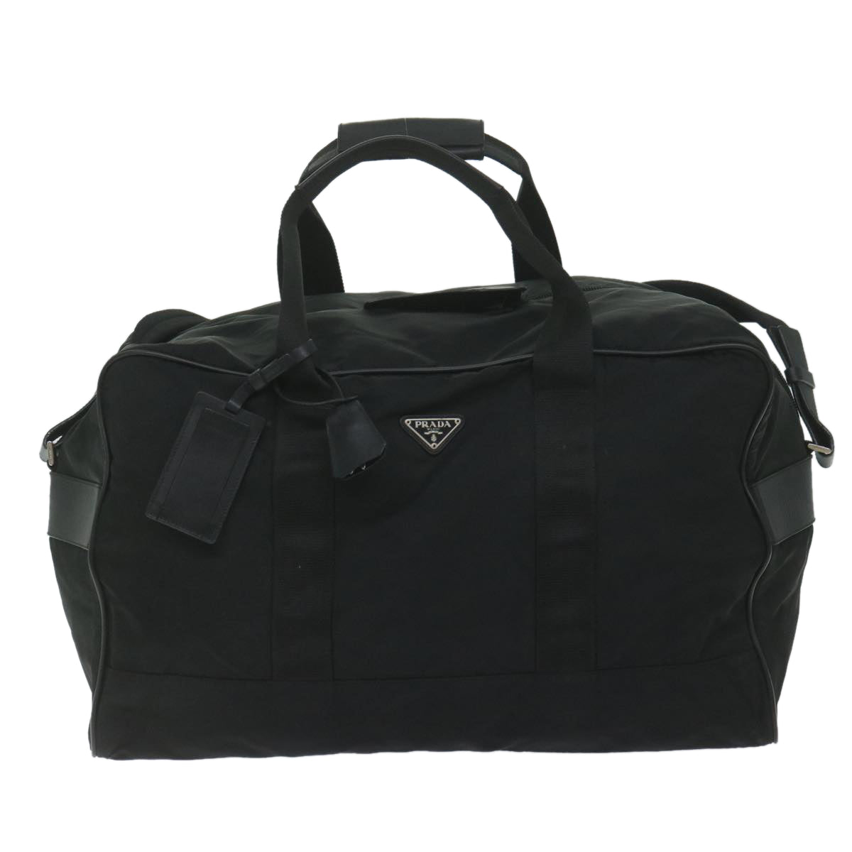 PRADA Boston Bag Nylon 2way Black Auth yk9465