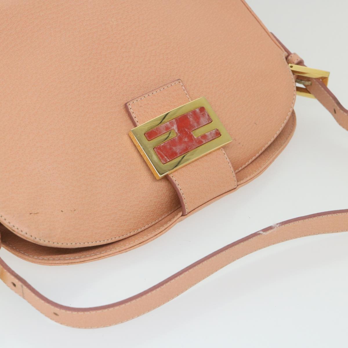 FENDI Mamma Baguette Shoulder Bag Leather Pink 2373 26725 018 Auth yk9474
