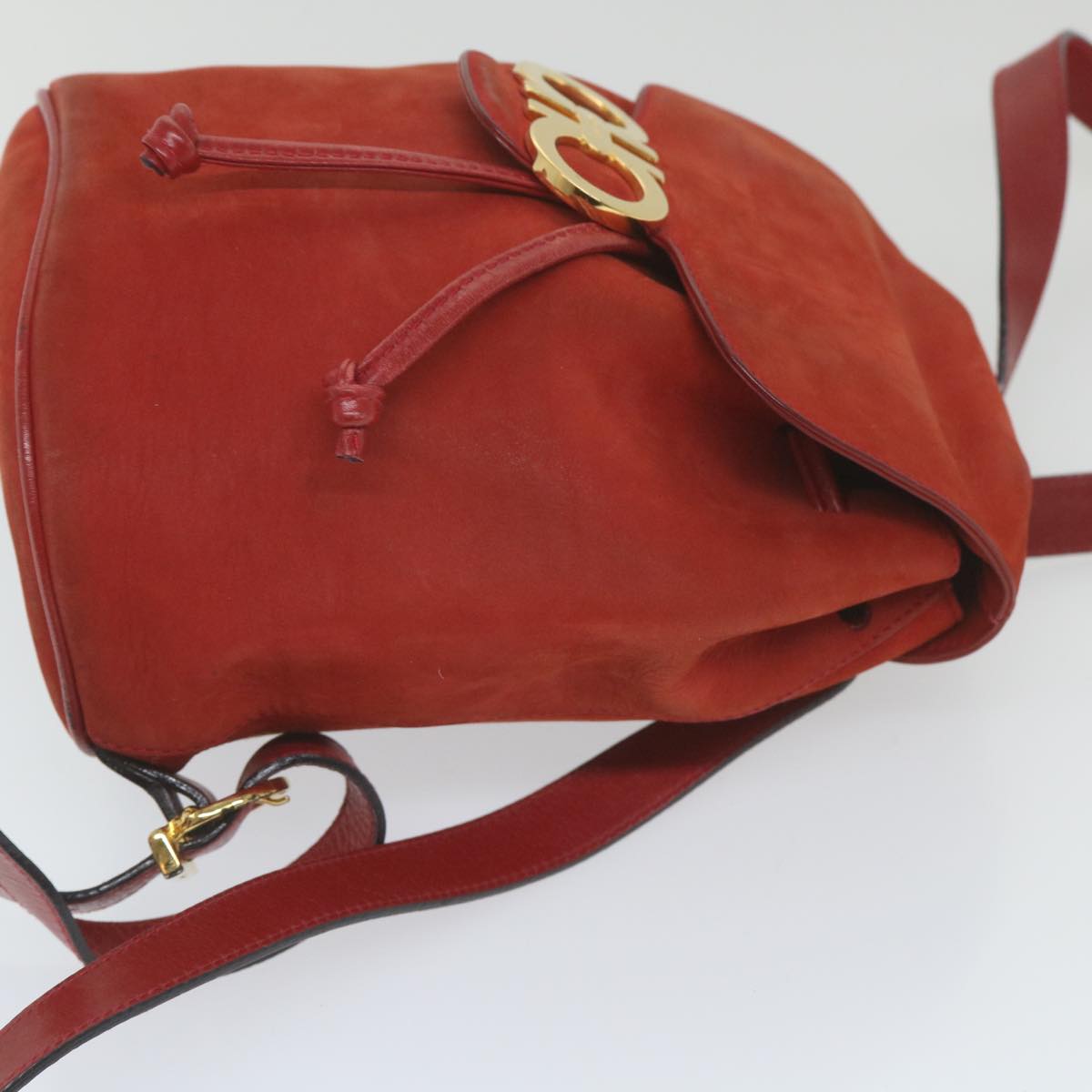 Salvatore Ferragamo Gancini Backpack Leather Red Auth yk9492