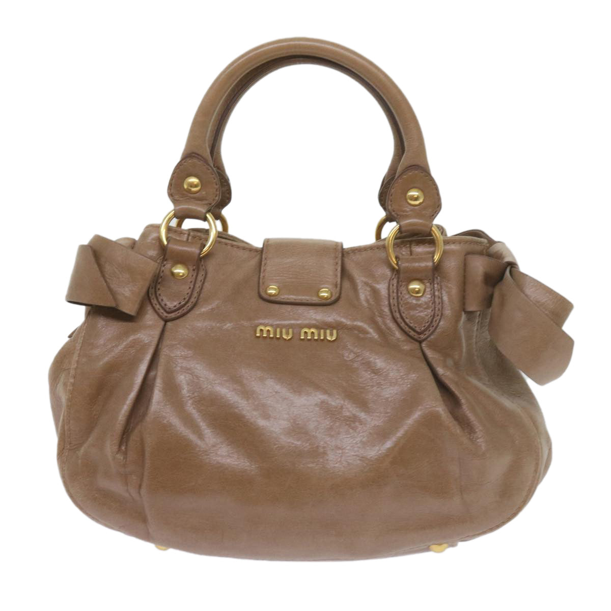 Miu Miu Hand Bag Leather 2way Brown Auth yk9503 - 0
