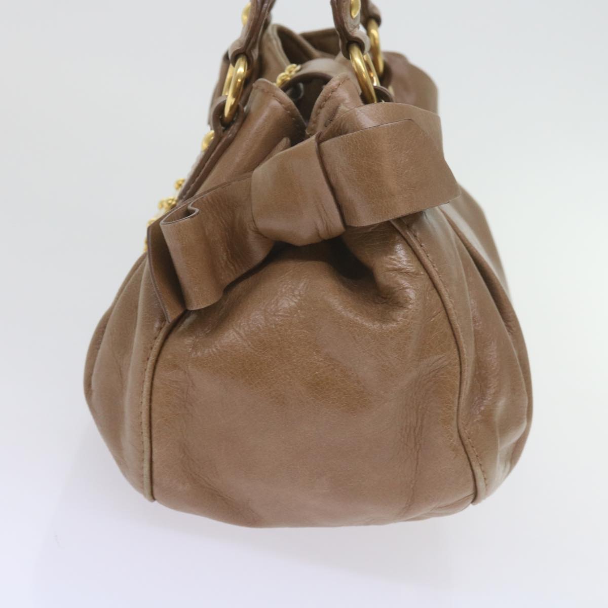 Miu Miu Hand Bag Leather 2way Brown Auth yk9503