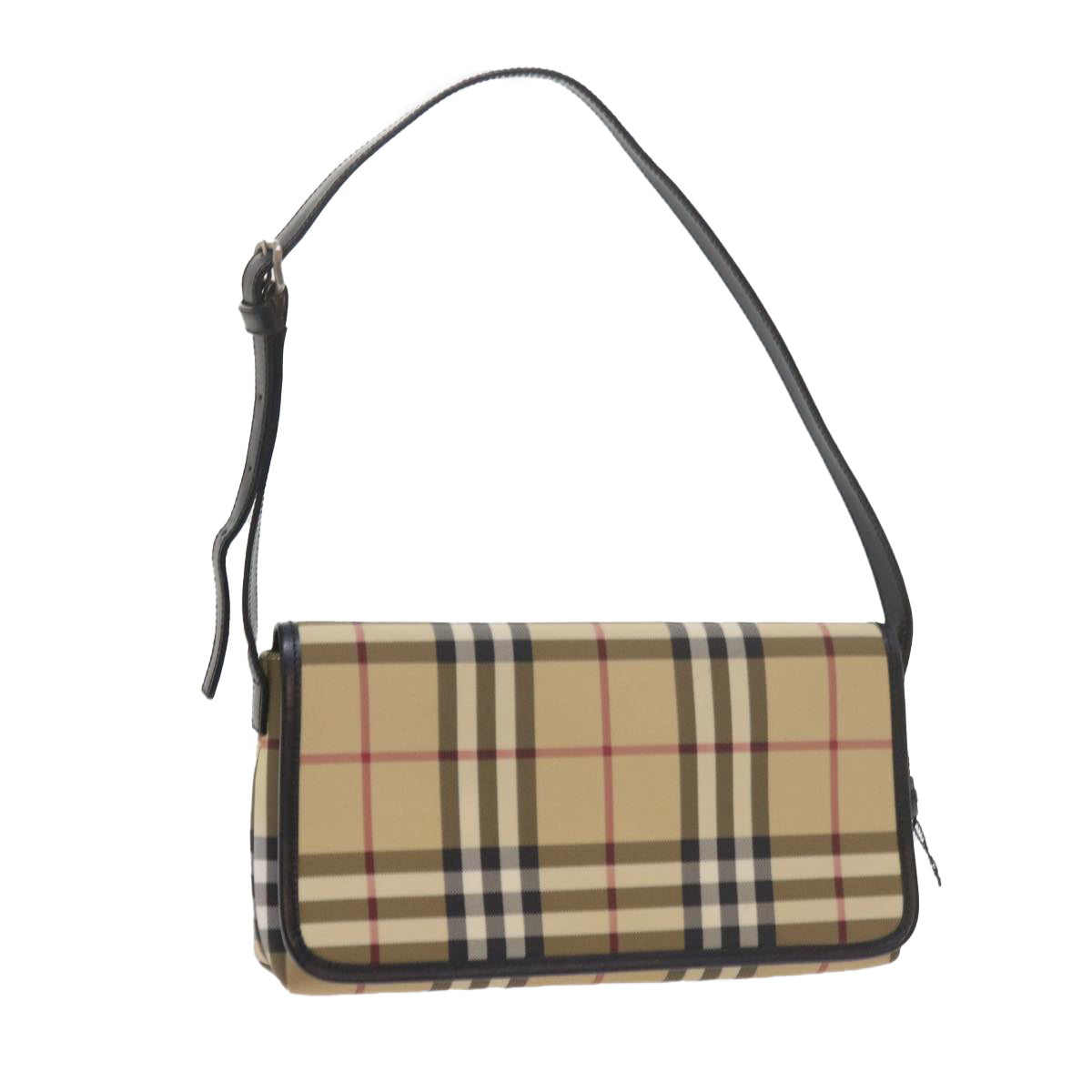 BURBERRY Nova Check Shoulder Bag PVC Leather Beige Auth yk9511