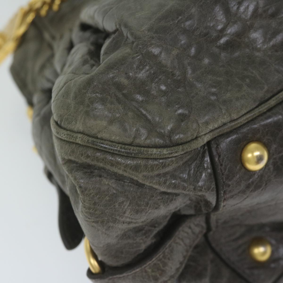 Miu Miu Hand Bag Leather Gray Auth yk9515
