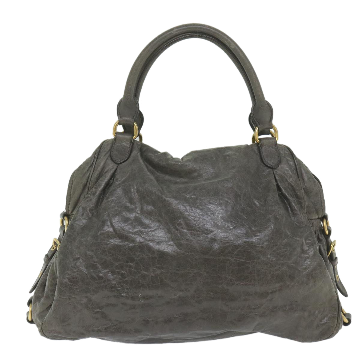 Miu Miu Hand Bag Leather Gray Auth yk9515