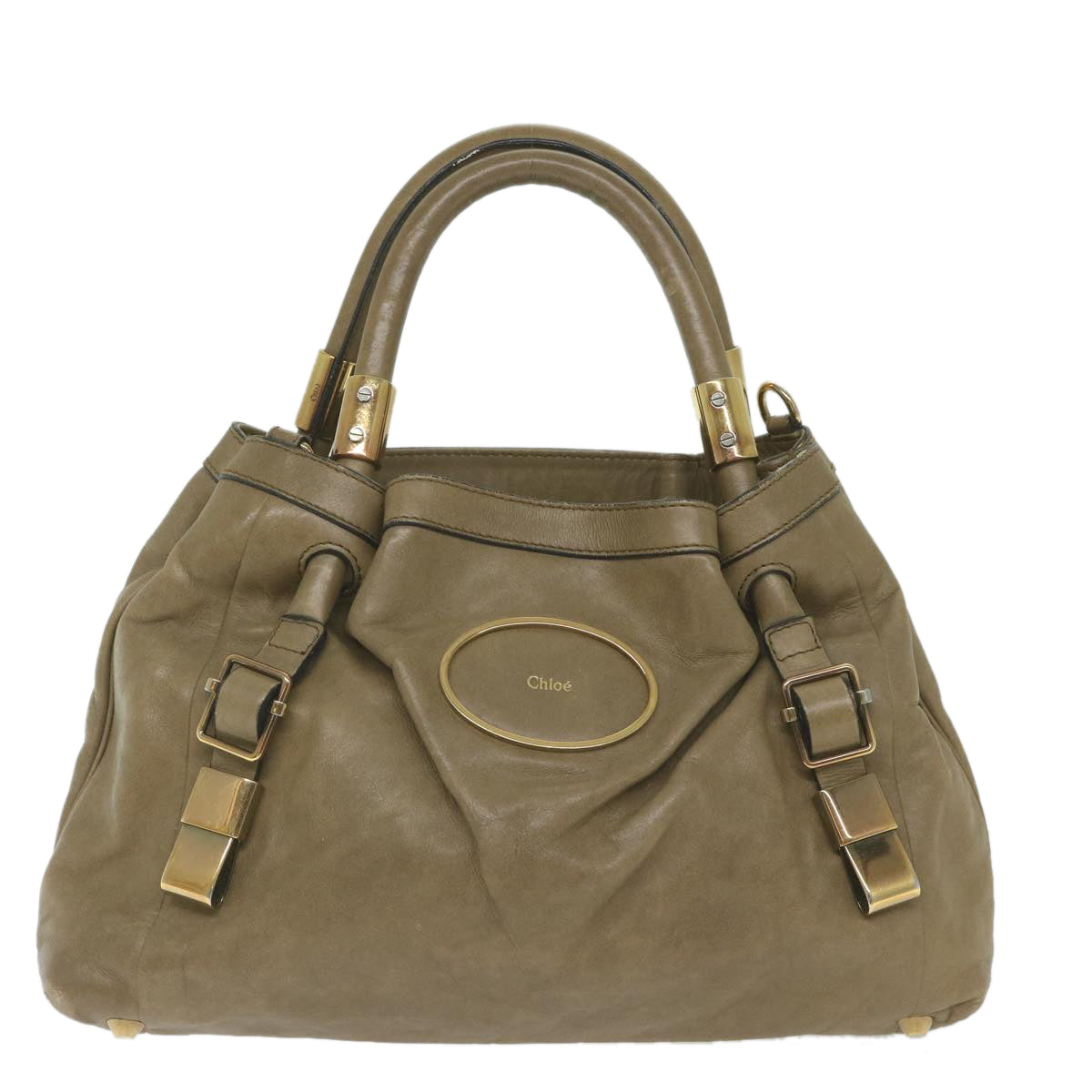 Chloe Victoria Hand Bag Leather Beige Auth yk9516
