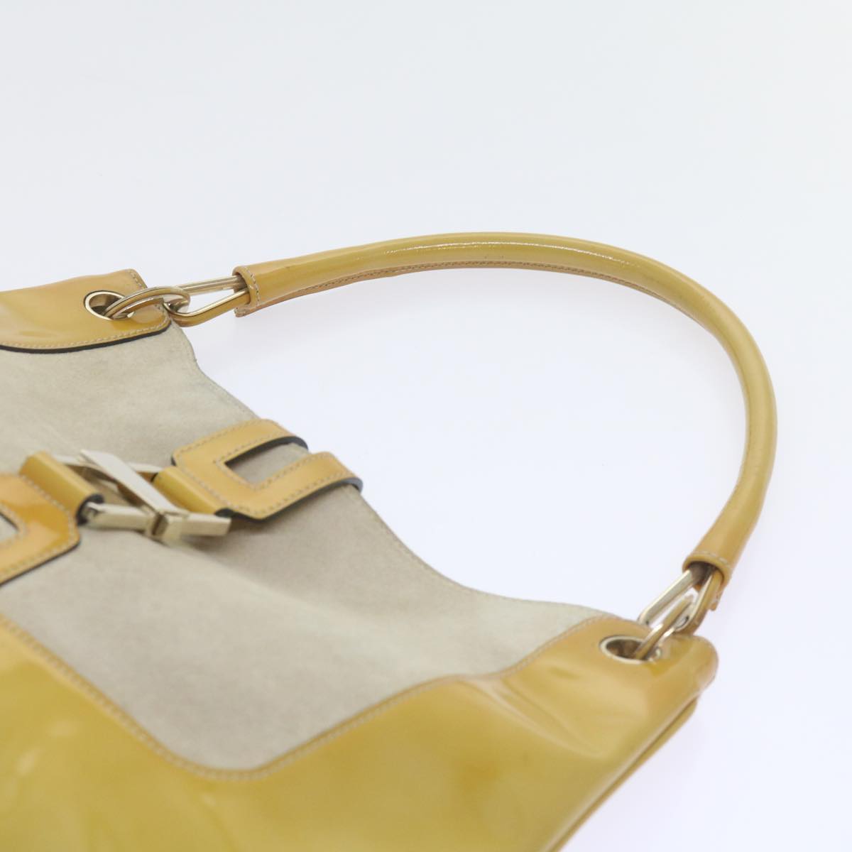 GUCCI Jackie Shoulder Bag Patent leather Suede Yellow 001 4149 Auth yk9517