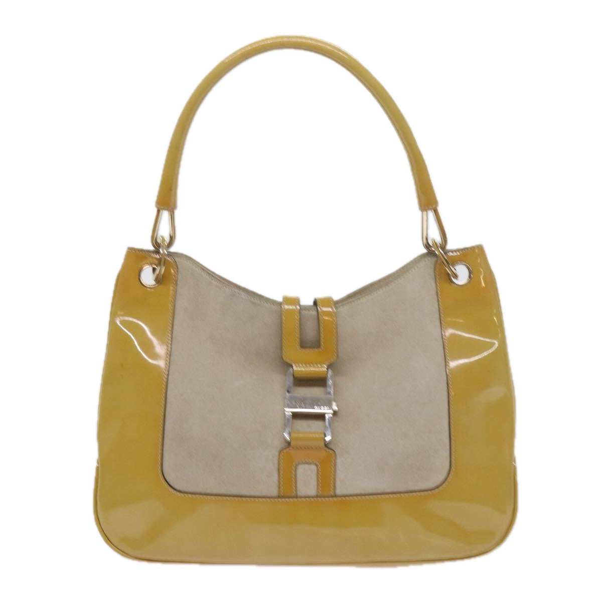 GUCCI Jackie Shoulder Bag Patent leather Suede Yellow 001 4149 Auth yk9517