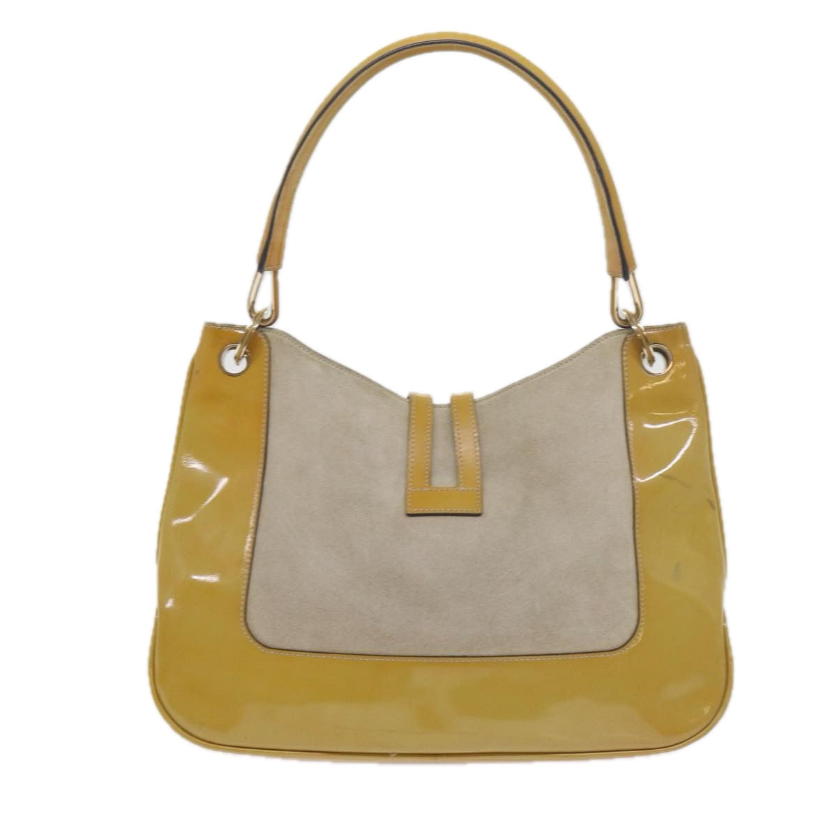 GUCCI Jackie Shoulder Bag Patent leather Suede Yellow 001 4149 Auth yk9517