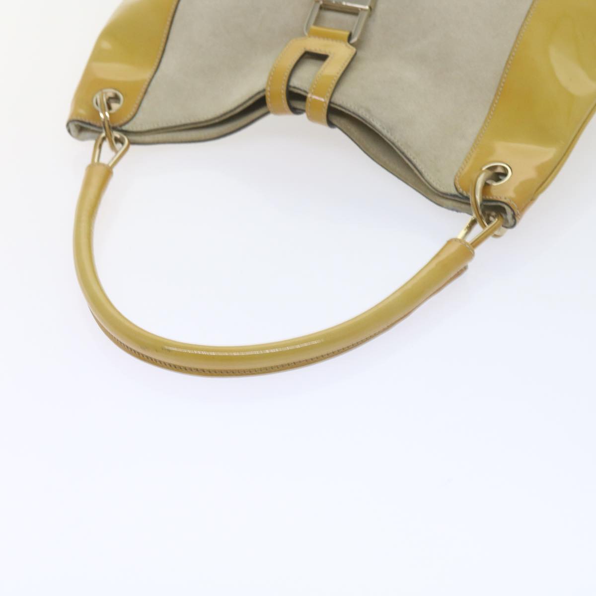 GUCCI Jackie Shoulder Bag Patent leather Suede Yellow 001 4149 Auth yk9517