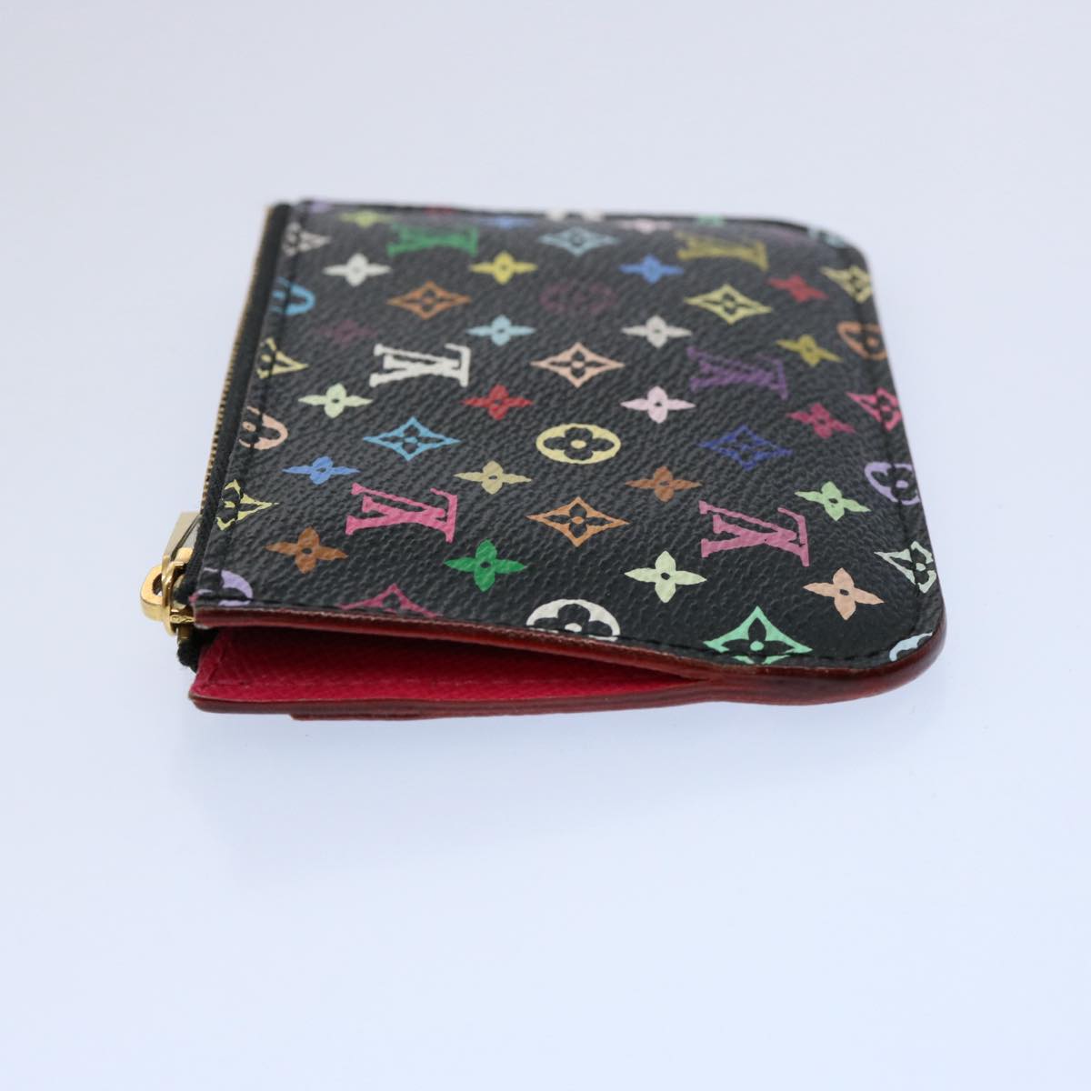 LOUIS VUITTON Multicolor Pochette Cles NM Coin Purse Black M60279 LV Auth yk9520