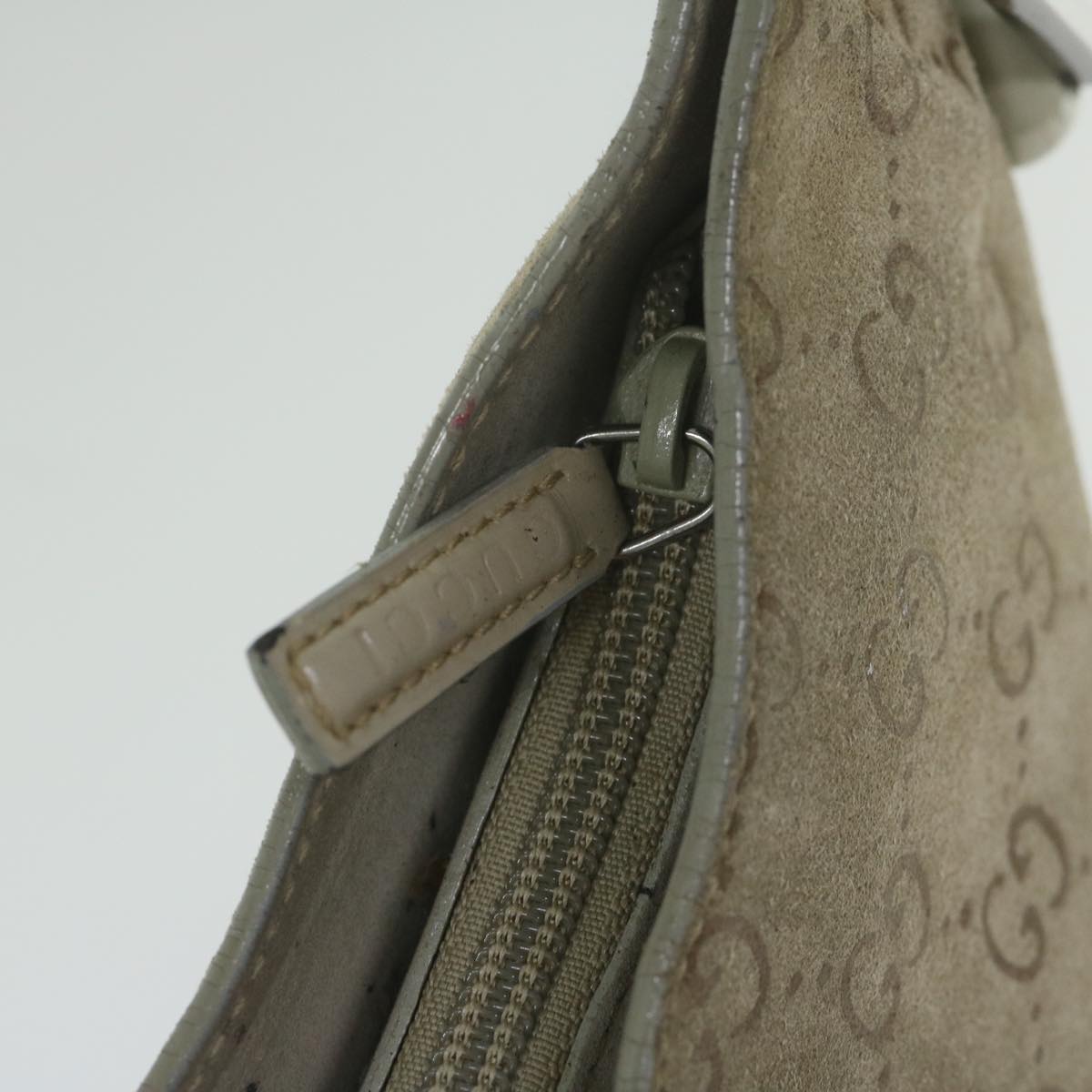 GUCCI GG Canvas Bamboo Shoulder Bag Gray 001 2058 3007 Auth yk9522