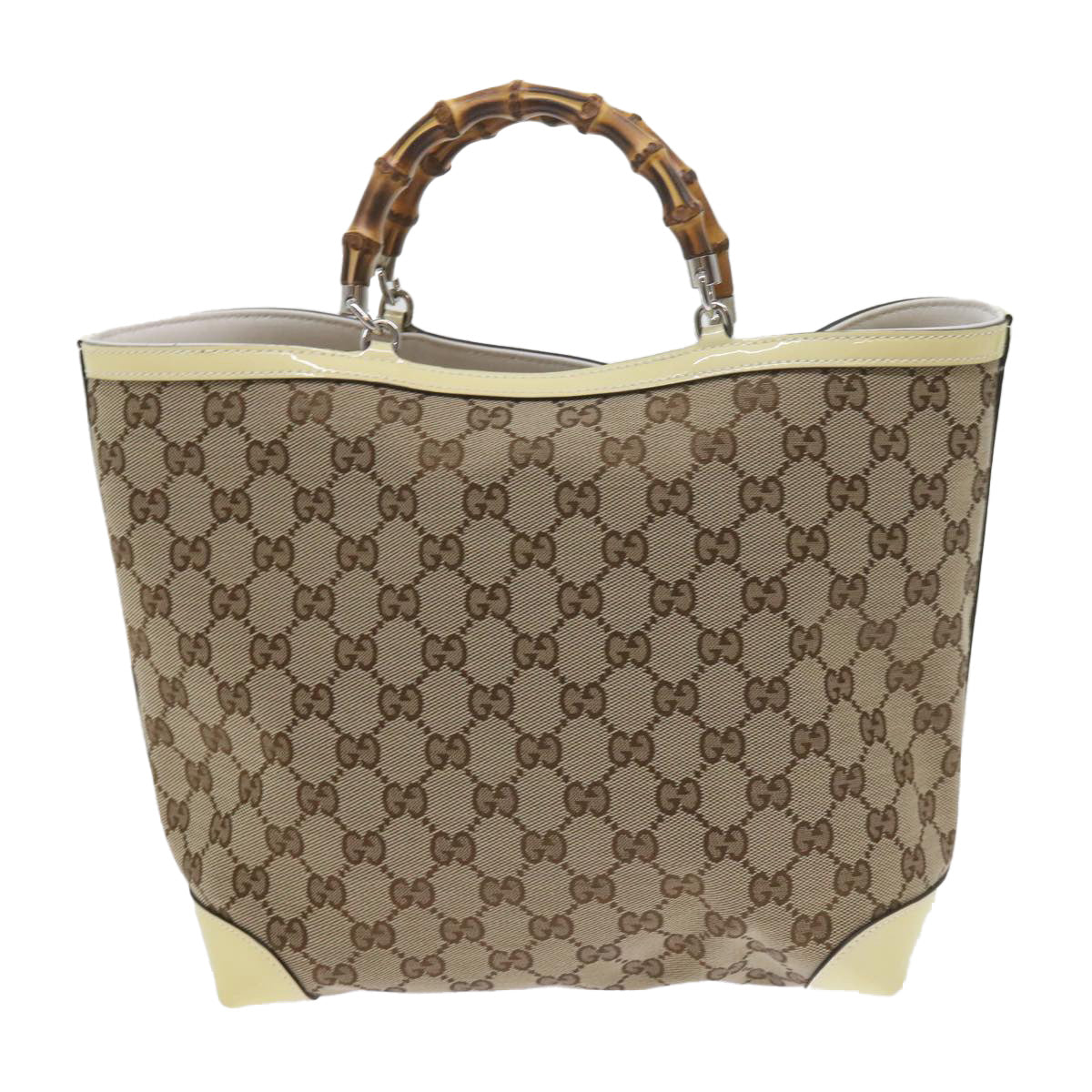 GUCCI GG Canvas Bamboo Hand Bag Beige 311175 Auth yk9538 - 0