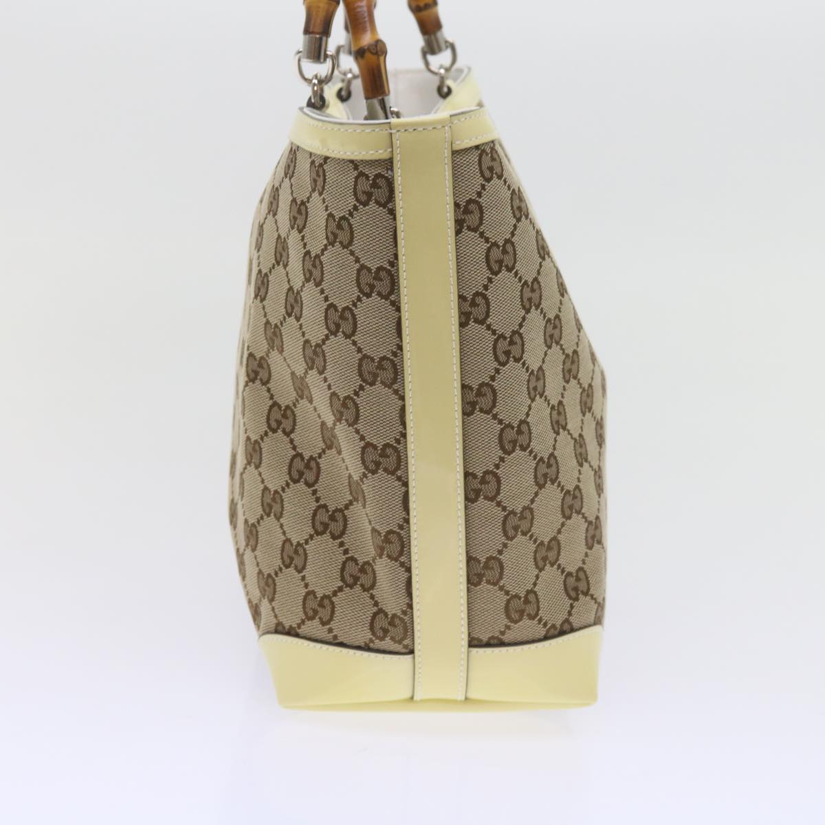 GUCCI GG Canvas Bamboo Hand Bag Beige 311175 Auth yk9538