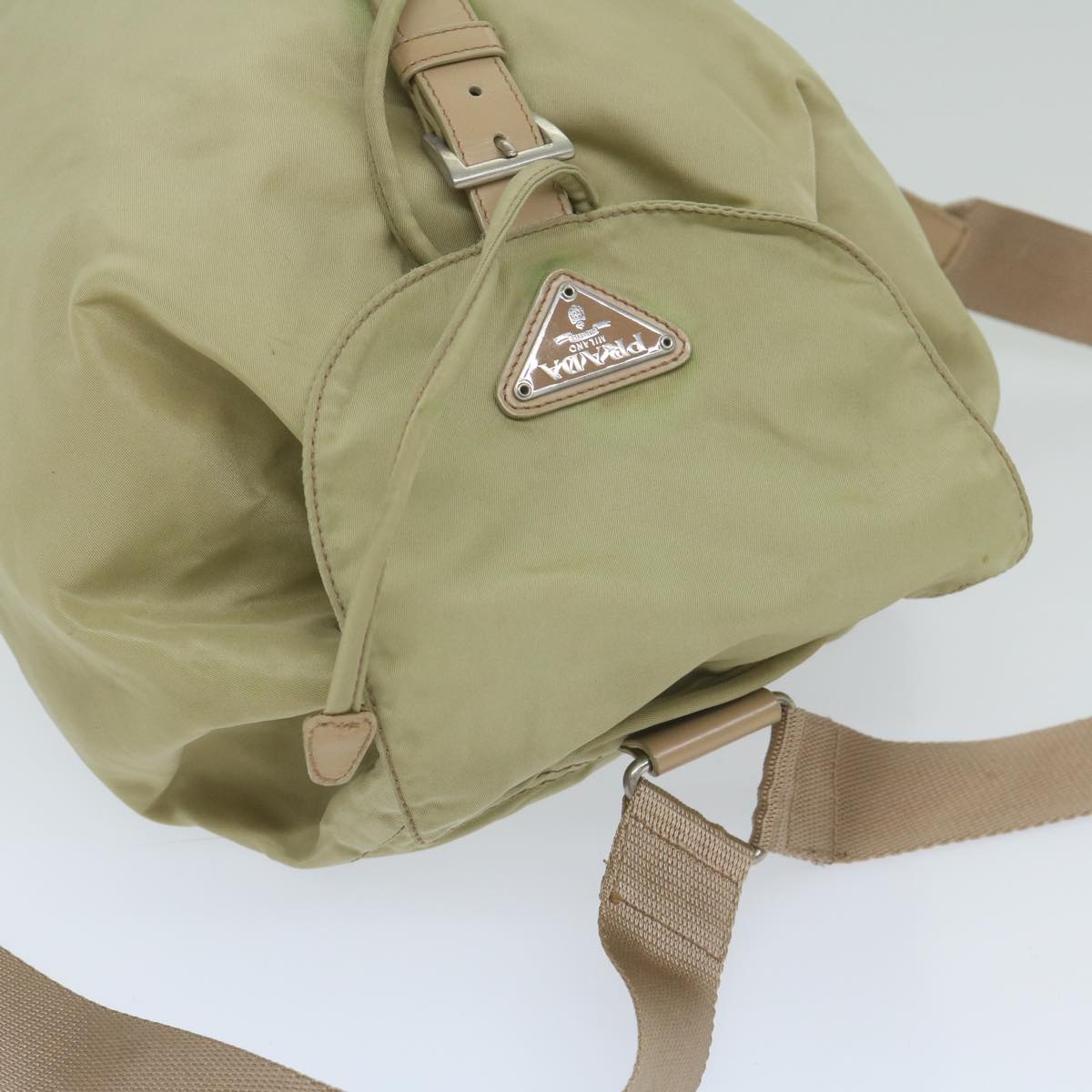 PRADA Backpack Nylon Beige Auth yk9544