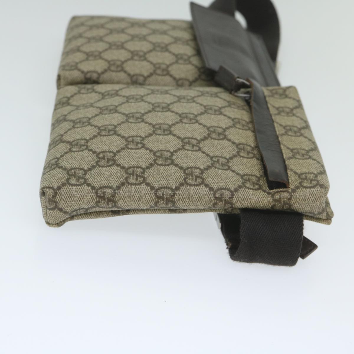 GUCCI GG Supreme Waist bag PVC Leather Beige 28566 Auth yk9547