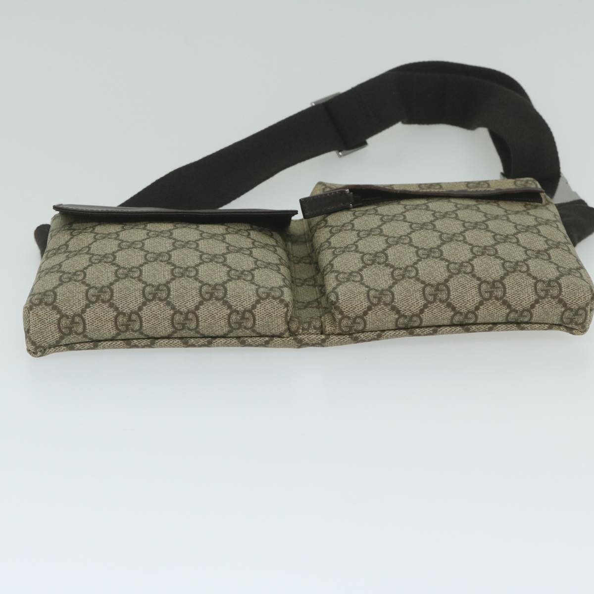 GUCCI GG Supreme Waist bag PVC Leather Beige 28566 Auth yk9547