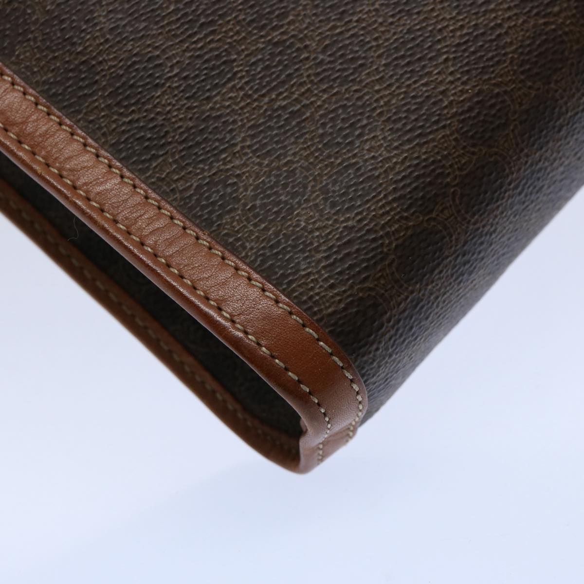 CELINE Macadam Canvas Clutch Bag PVC Leather Brown Auth yk9555