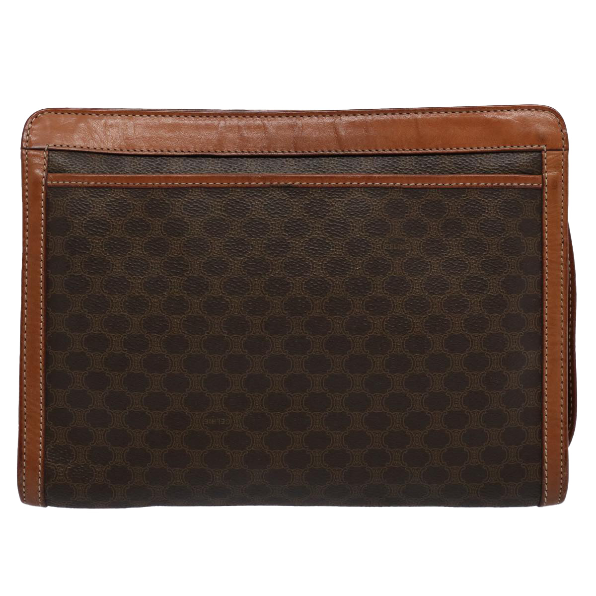 CELINE Macadam Canvas Clutch Bag PVC Leather Brown Auth yk9555 - 0