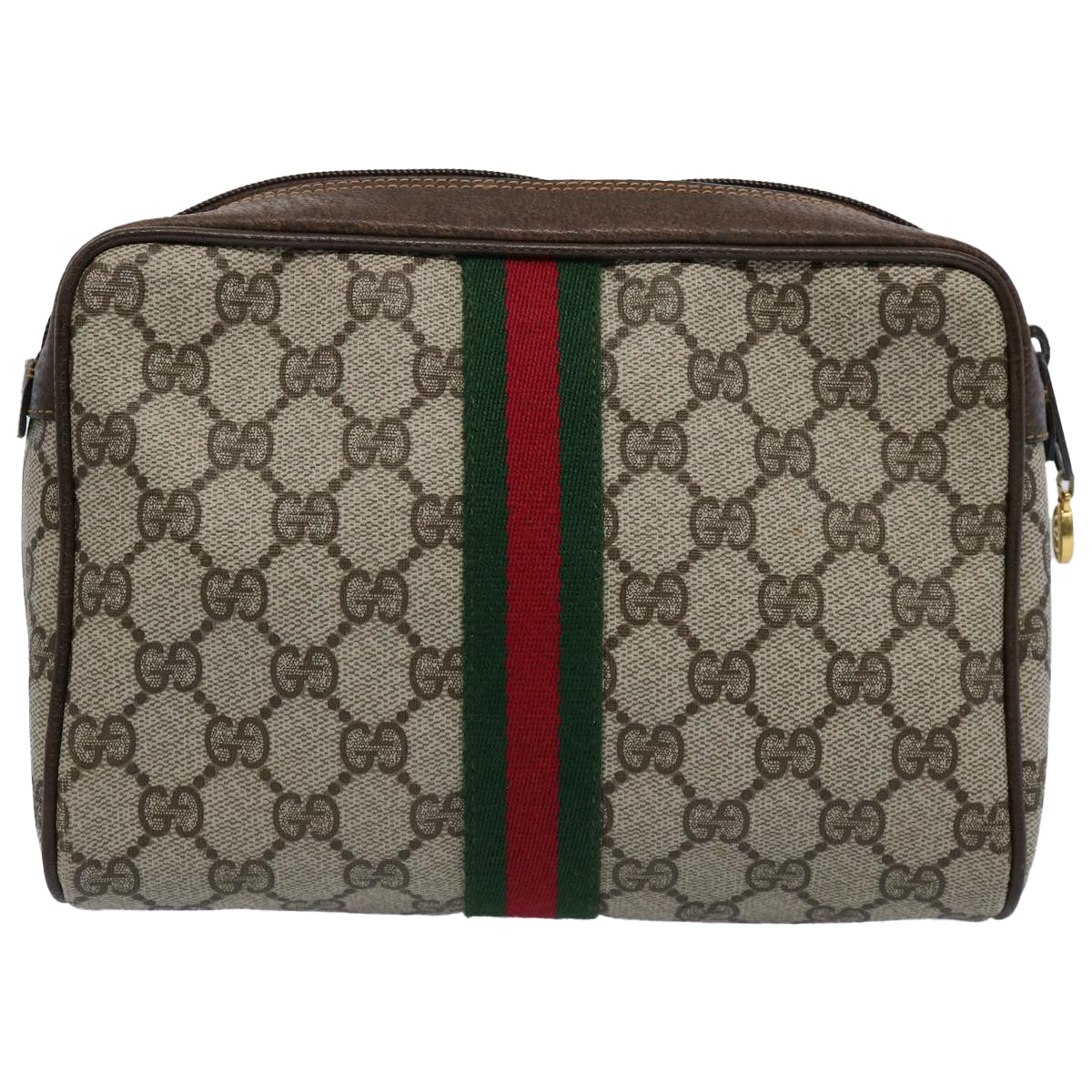 GUCCI GG Supreme Web Sherry Line Clutch Bag Beige Red 14 014 3553 Auth yk9575 - 0