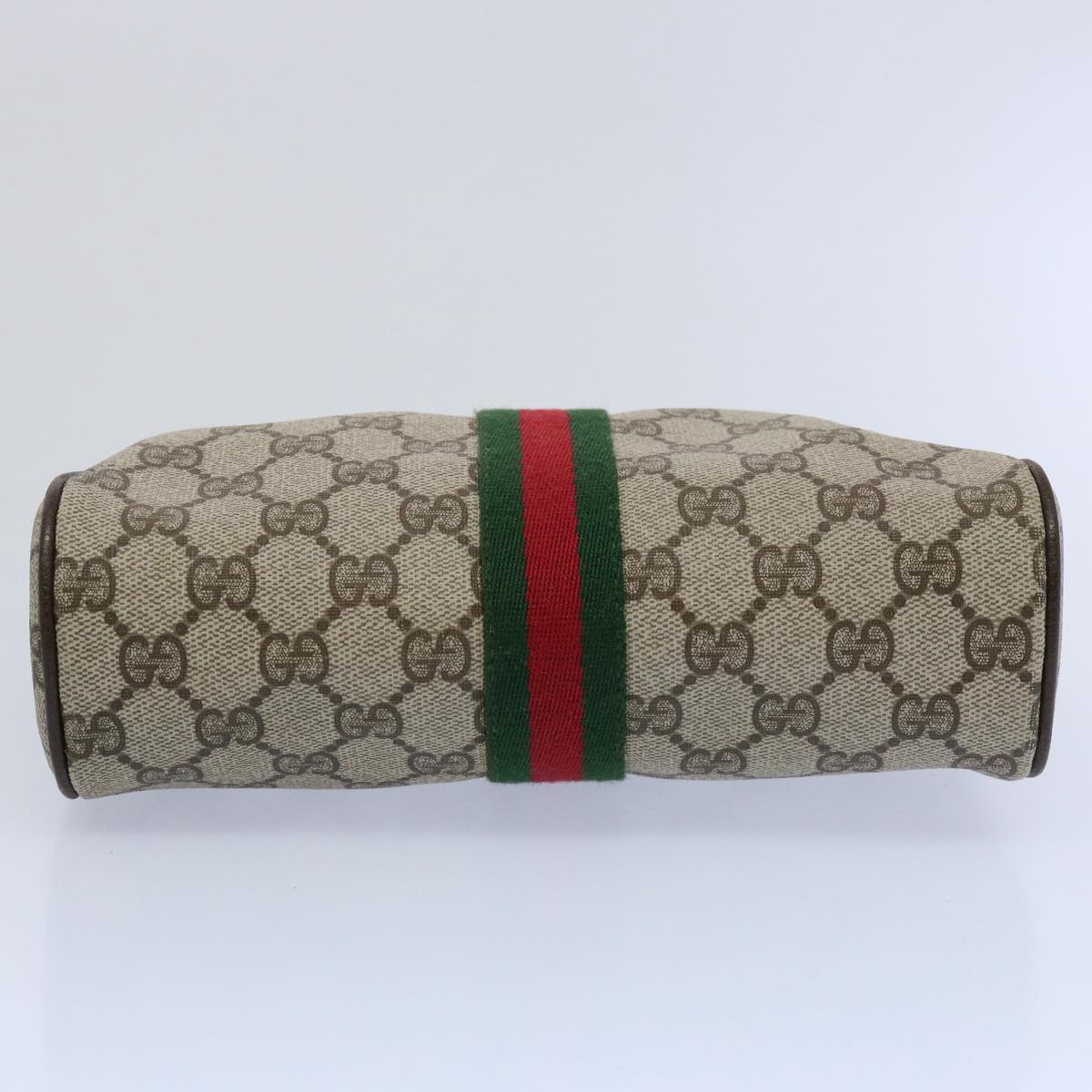 GUCCI GG Supreme Web Sherry Line Clutch Bag Beige Red 14 014 3553 Auth yk9575