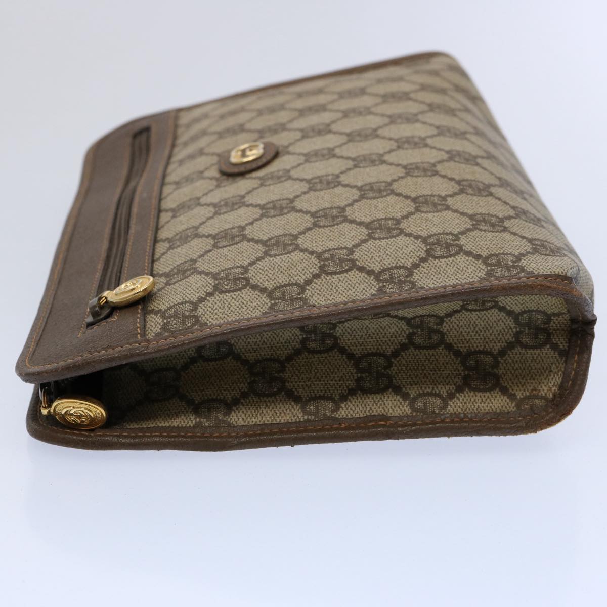 GUCCI GG Supreme Clutch Bag PVC Leather Beige 014 122 Auth yk9577