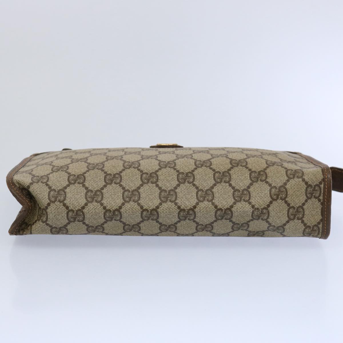 GUCCI GG Supreme Clutch Bag PVC Leather Beige 014 122 Auth yk9577