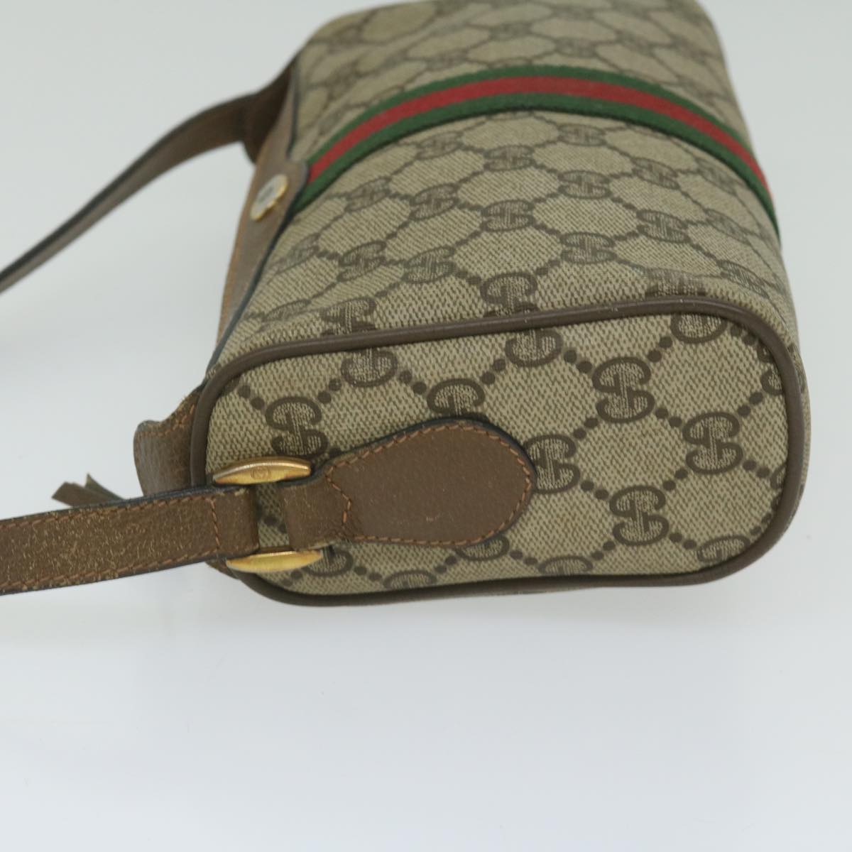 GUCCI GG Supreme Web Sherry Line Shoulder Bag Beige Red 89 02 018 Auth yk9578