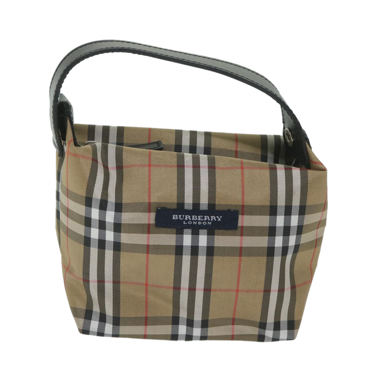 BURBERRY Nova Check Hand Bag Nylon Beige Auth yk9591