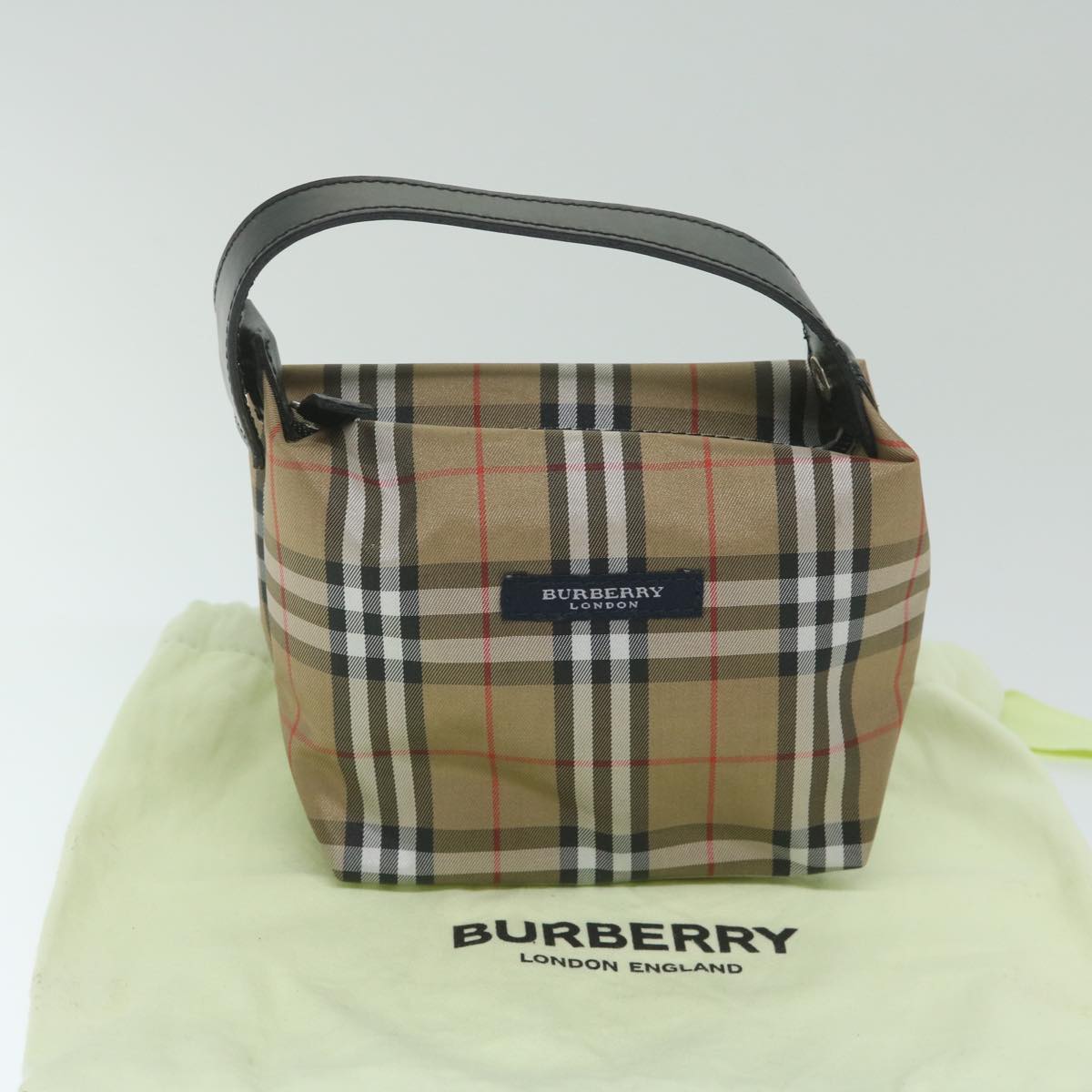 BURBERRY Nova Check Hand Bag Nylon Beige Auth yk9591