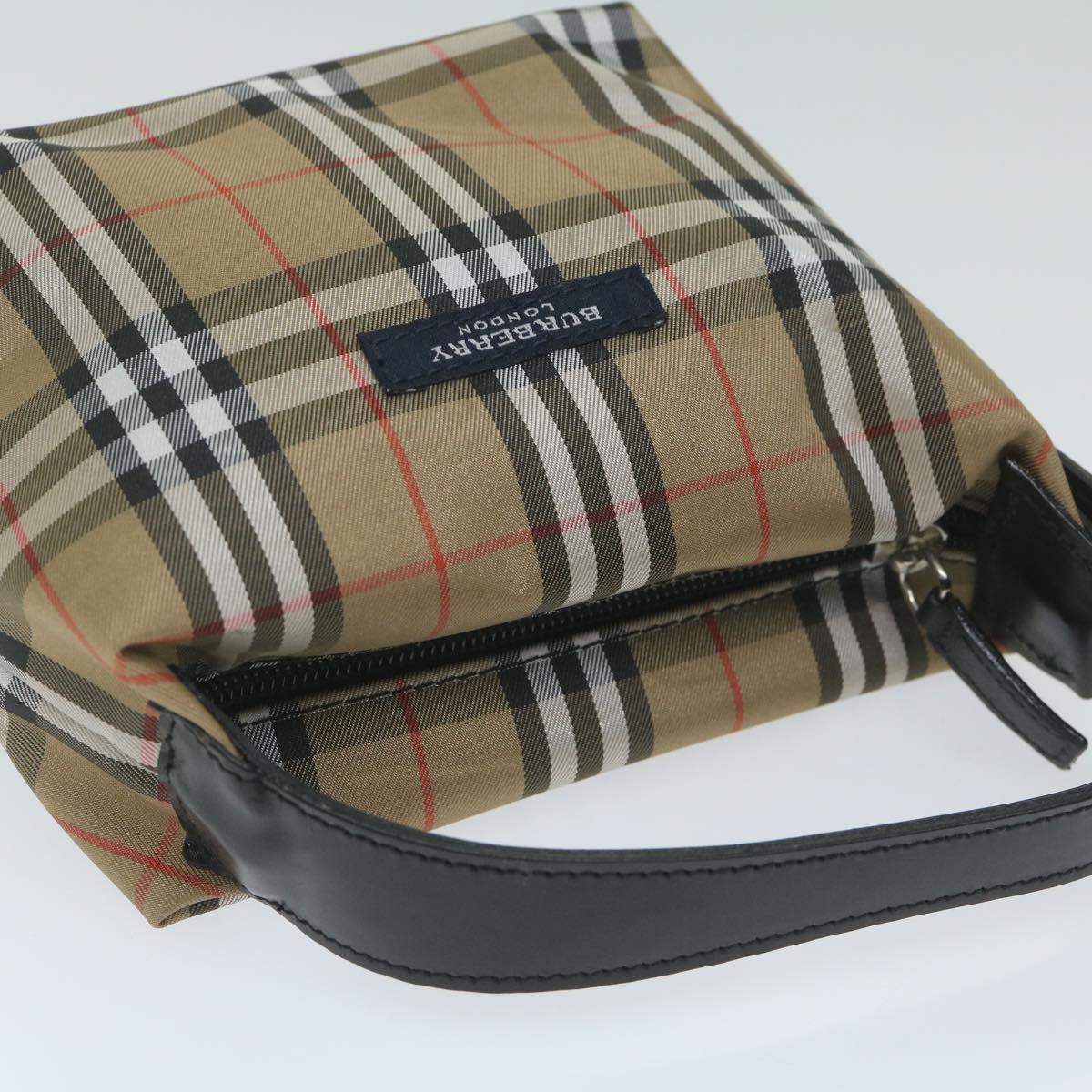 BURBERRY Nova Check Hand Bag Nylon Beige Auth yk9591